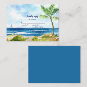Carte De Correspondance BUDGET Moderne Aquarelle Plage Mariage RSVP