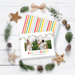Carte De Correspondance budget Noël photo collage arc-en-ciel mignon<br><div class="desc">budget Noël photo collage arc-en-ciel mignon plaisir tout est brillant design. Idéal pour un séjour familial moderne.</div>