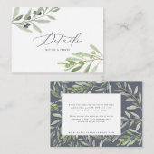 Carte De Correspondance budget olivier branche feuillage détails mariage (Devant / Derrière)