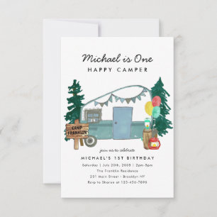 Carte De Correspondance Budget One Happy Camper Trees Camping 1er annivers