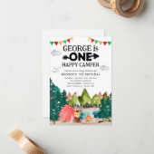 Carte De Correspondance Budget ONE Happy Camper Woods Camping 1er annivers (Devant/Arrière en situation)