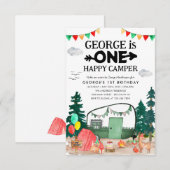 Carte De Correspondance Budget ONE Happy Camper Woods Camping 1er annivers (Devant / Derrière)