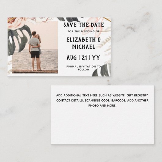 Carte De Correspondance BUDGET Photo Enregistrer Dates Plage tropicale (Devant / Derrière)