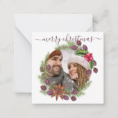 Carte De Correspondance BUDGET Photo personnalisée Noël Holly Wreath (Devant)