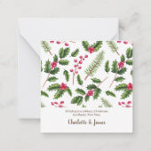 Carte De Correspondance BUDGET Photo personnalisée Noël Holly Wreath (Dos)