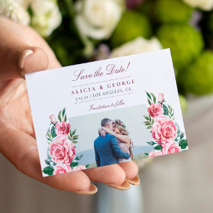 Carte De Correspondance Budget photo romantique florale mariage économiser