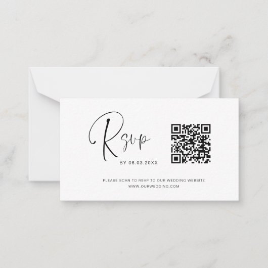 Carte De Correspondance Budget QR Code RSVP Mariage (Devant)