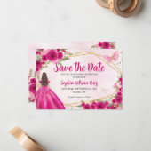 Carte De Correspondance Budget Rose Princesse Quinceañera Enregistrer la d (Devant/Arrière en situation)