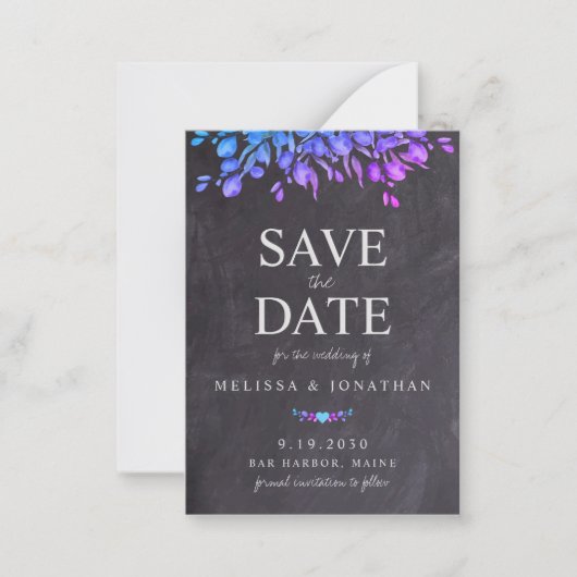 Carte De Correspondance Budget Rustic Chalkboard Floral Enregistrer la dat (Devant)