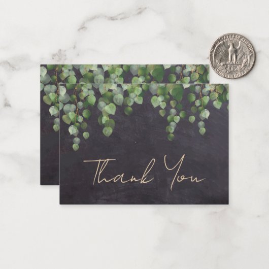 Carte De Correspondance Budget Rustic Green Chalkboard Merci (Devant/Arrière en situation)