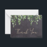 Carte De Correspondance Budget Rustic Green Chalkboard Merci<br><div class="desc">Envoyer des notes de remerciement à vos amis et à votre famille de votre mariage avec ces ardoises rustiques en damier avec la verdure d'eucalyptus, merci les cartes. Customisez ces cartes de remerciement mariage avec votre message personnel. Ces cartes de remerciement uniques de mariage verdoyant feront une impression durable, vos...</div>