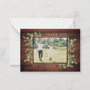 Carte De Correspondance Budget Rustic Green Mariage Photo Merci