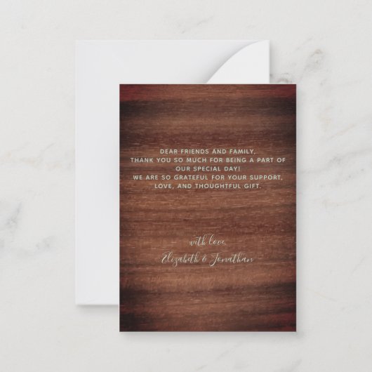 Carte De Correspondance Budget Rustic Green Photo Mariage Merci (Dos)