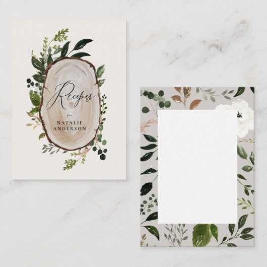 Carte De Correspondance budget Rustic wood slice recette card (Devant / Derrière)