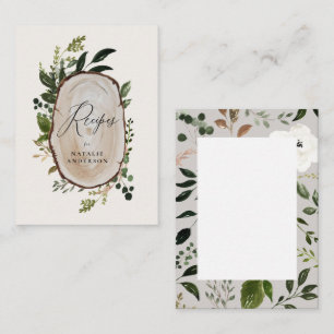 Carte De Correspondance budget Rustic wood slice recette card