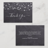 Carte De Correspondance Budget Rustique Chalkboard Chaîne Lumières Merci (Devant / Derrière)