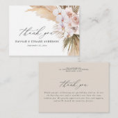 Carte De Correspondance budget rustique pampas herbe mariage Merci (Devant / Derrière)