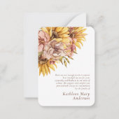 Carte De Correspondance Budget Rustique Tournesol Sympathie Merci Note (Devant)