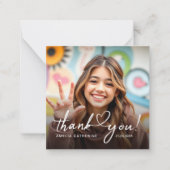 Carte De Correspondance Budget Script Coeur photo Anniversaire Merci (Devant)