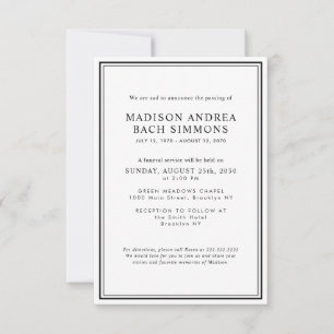 Carte De Correspondance Budget Service funéraire moderne Célébration de la