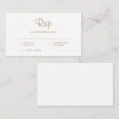 Carte De Correspondance BUDGET Simple Elegant or Rustique Mariage RSVP (Devant / Derrière)