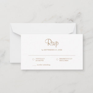 Carte De Correspondance BUDGET Simple Elegant or Rustique Mariage RSVP