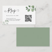 Carte De Correspondance BUDGET Simple Eucalyptus QR Code RSVP Mariage (Devant / Derrière)