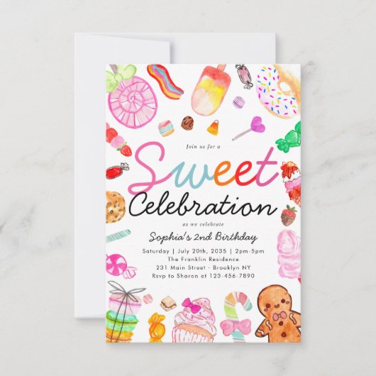 Carte De Correspondance Budget Sweet Celebration Kids Candyland Anniversai (Devant)