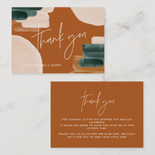 Carte De Correspondance budget terracotta baby shower abstrait merci