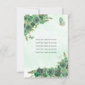 Carte De Correspondance Budget Vert or Floral Princesse Quinceañera (Dos)