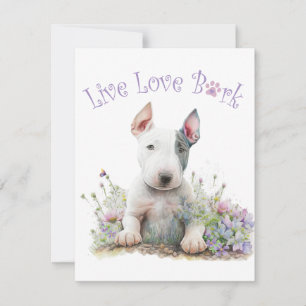 Carte De Correspondance Bull Terrier Chien Maman Florale
