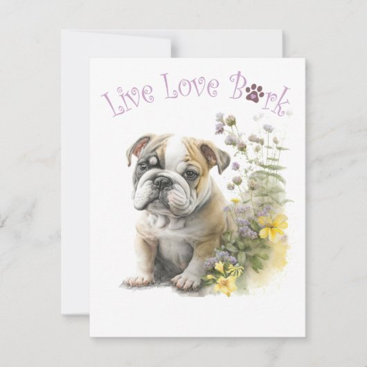 Carte De Correspondance Bulldog Chien Maman Florale (Devant)
