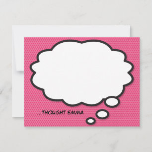 Carte De Correspondance Bulle de pensée de bande dessinée drôle rose
