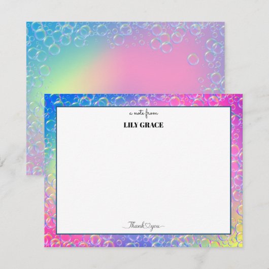 Carte De Correspondance Bulles et Irisations Merci (Devant / Derrière)