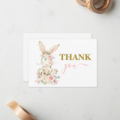 Carte De Correspondance Bunny Baby shower merci Note Card (Devant/Arrière en situation)