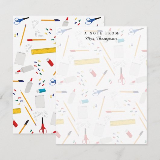 Carte De Correspondance Bureau scolaire Artisanat Fournitures Motif Enseig (Devant / Derrière)