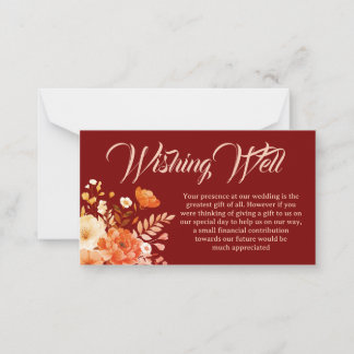 Carte De Correspondance Burgundy Blush Floral Wishing Well Card