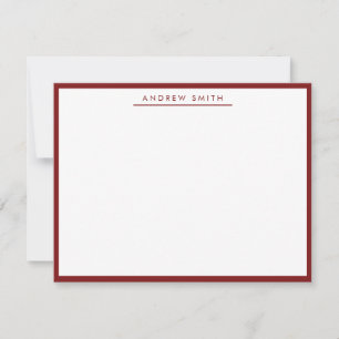 Carte De Correspondance Burgundy Maroon Ligne Simple Moderne Design Élégan