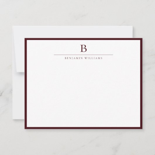 Carte De Correspondance Burgundy Modern Stationery Classic  (Devant)