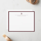 Carte De Correspondance Burgundy Modern Stationery Classic  (Devant/Arrière en situation)