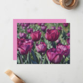 Carte De Correspondance Burgundy Purple Tulip Flower Art Note Card Set (Devant/Arrière en situation)