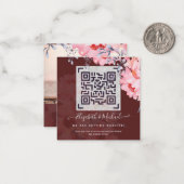 Carte De Correspondance Burgundy QR SCANNING CODE Mariage site web PHOTO (Devant/Arrière en situation)