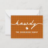 Carte De Correspondance Burnt Orange Howdy Houndstooth Texas (Devant)