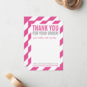 Carte De Correspondance BUSINESS MERCI NOTER gras rayé rose (Devant/Arrière en situation)