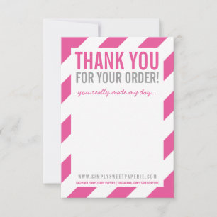 Carte De Correspondance BUSINESS MERCI NOTER gras rayé rose