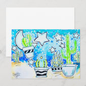 Carte De Correspondance Cactus "Blue Desert" (Devant / Derrière)