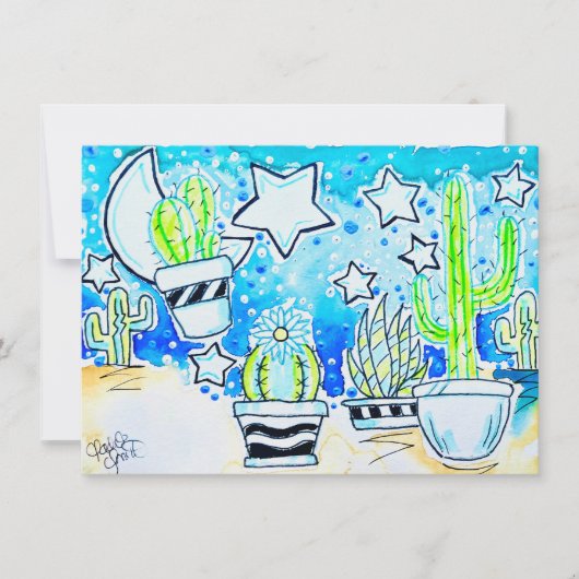 Carte De Correspondance Cactus "Blue Desert" (Devant)