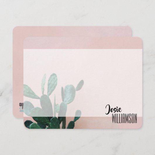 Carte De Correspondance Cactus rose moderne (Devant / Derrière)