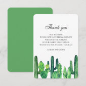 Carte De Correspondance Cactus vert merci. Note de mariage cactées (Devant / Derrière)