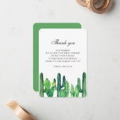 Carte De Correspondance Cactus vert merci. Note de mariage cactées (Devant/Arrière en situation)